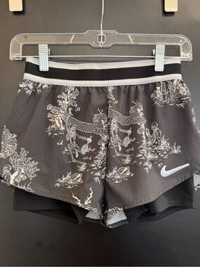 Nike Shorts Size SX Black White Print skeleton Playing Racket Ball Tennis Pickle